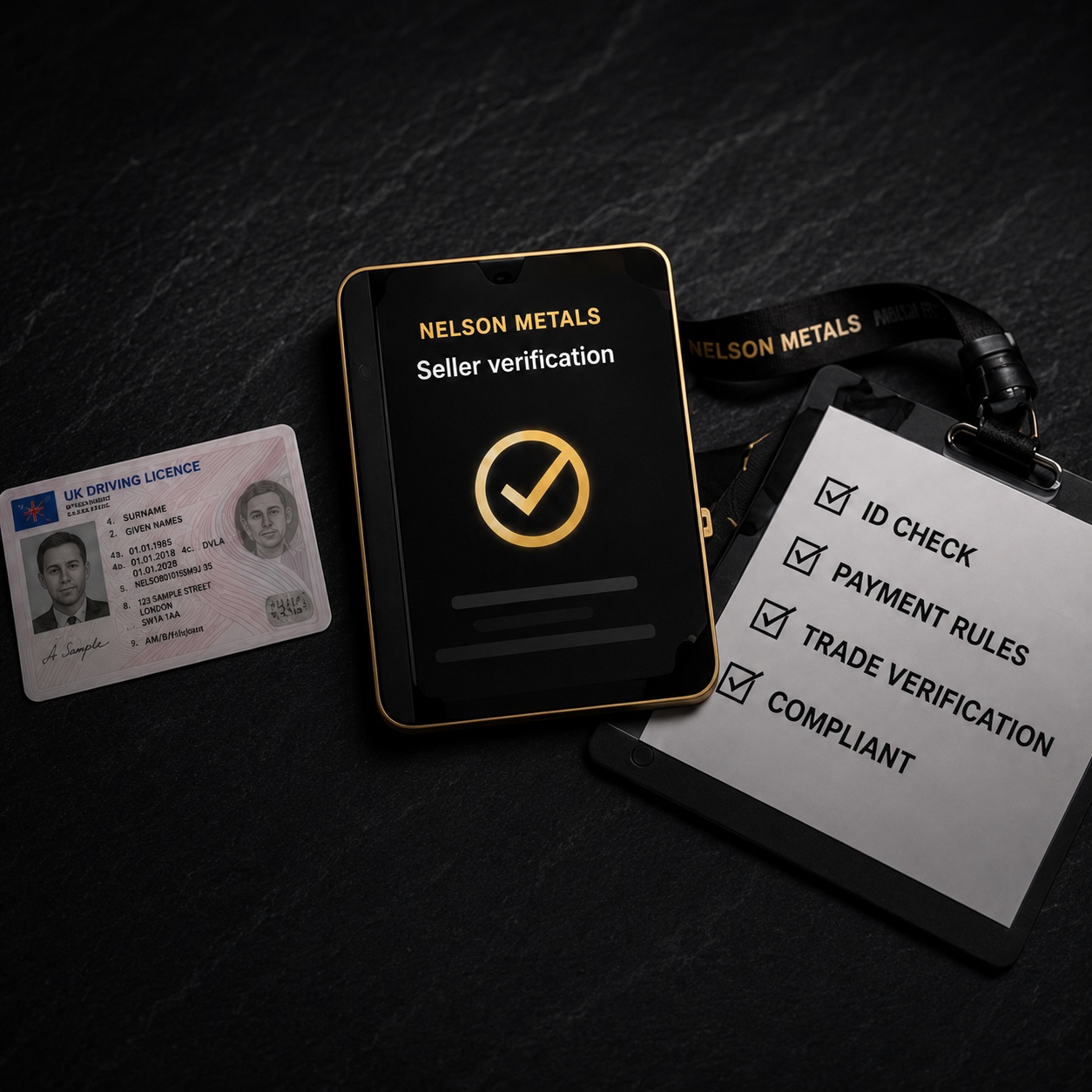 Compliance route for ID checks, no-cash payment and scrap metal records
