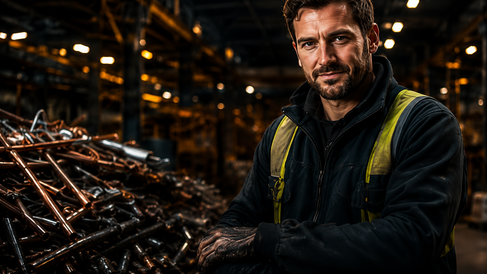 Trade seller sorting copper cable for Nelson Pro trade metal recycling